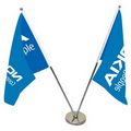11-19.7" Metal Telescopic Flagpole with Two Double Sided Flags